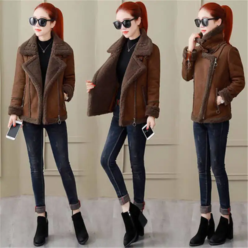 Осенне-зимняя женская куртка в Корейском стиле из овечьей шерсти тепловая