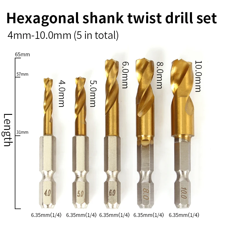 

Набор спиральных Сверл с шестигранной ручкой, 1/4 дюйма, из нержавеющей стали, сверхкороткое отверстие 1,5-13 мм