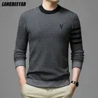 Шерсть 100% Высший сорт новый модный дизайнерский роскошный брендовый трикотажный пуловер мужской свитер осень-зима Повседневный джемпер мужская одежда