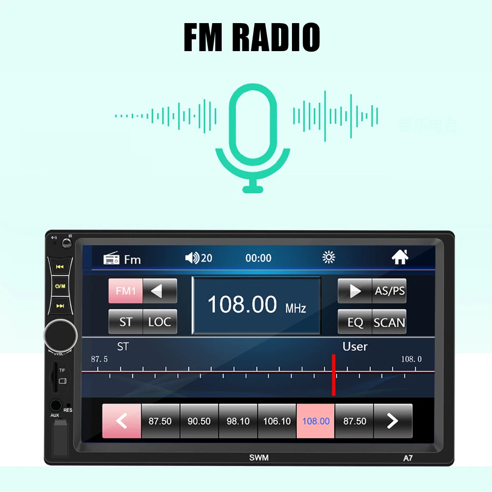 7in автомобильный MP5 плеер Bluetooth стерео USB AUX FM сенсорный экран дистанционное