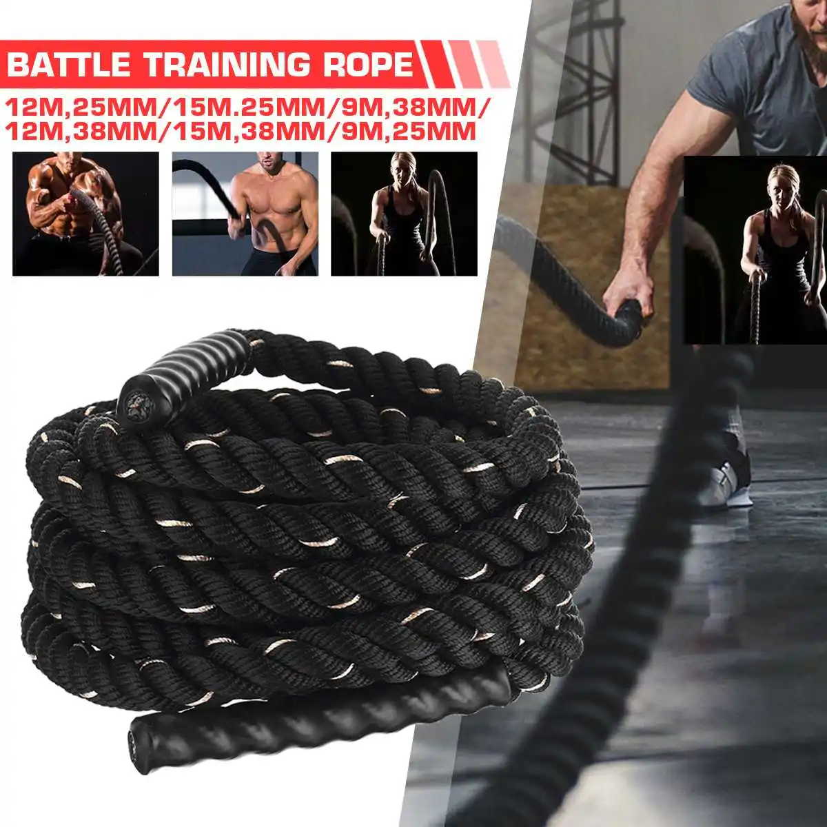 38mmx9m 12m 15m Battle Power Rope Strength Muscle Training Fitness Gym Full Body Workout Men Women Power Training Strength