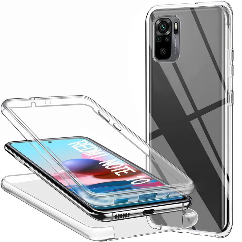 360 degree clear full cover case for xiaomi redmi note 10 10s 9 9s 8t 9t pro max 9at 9a 9c mi 10t poco x3 m3 f3 nfc pro 11i 11 free global shipping