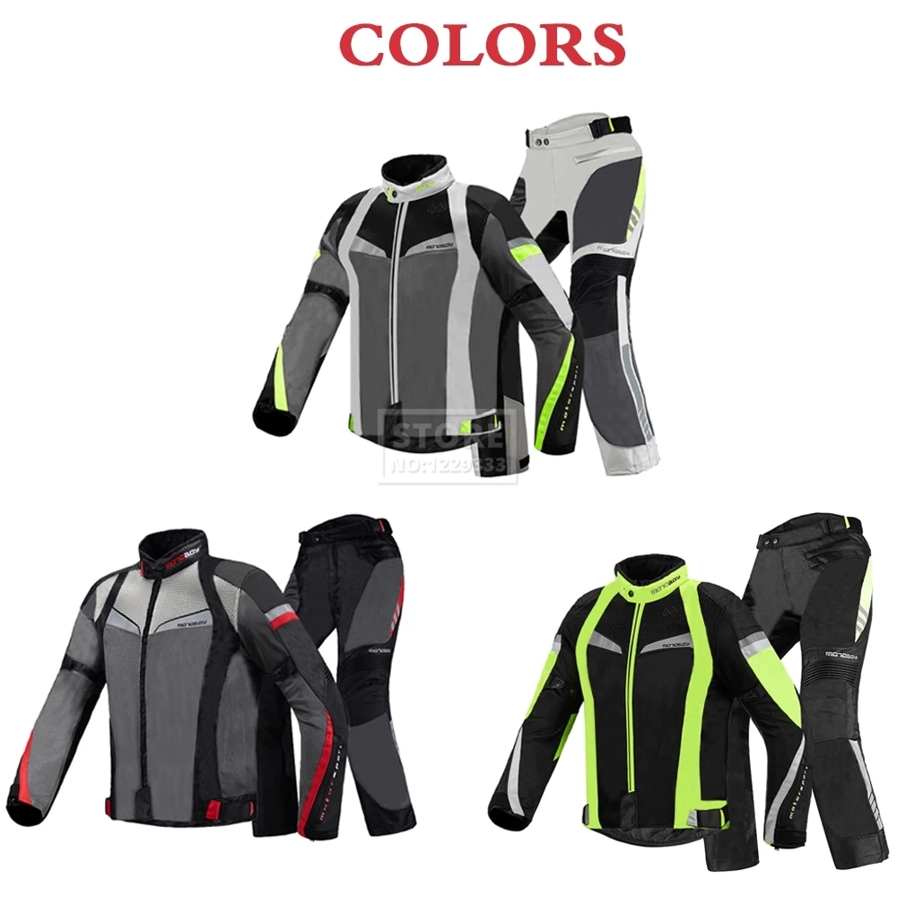 Breathable Motorcycle Off-road Riding Jacket With Protective Gear Motorcycle Riding Jacket Reflective Motocross Jackets Pants enlarge