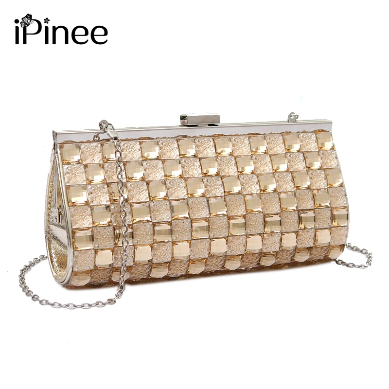 IPinee для женщин PU клатч стразы вечерние кошелек женский день сцепления цепь