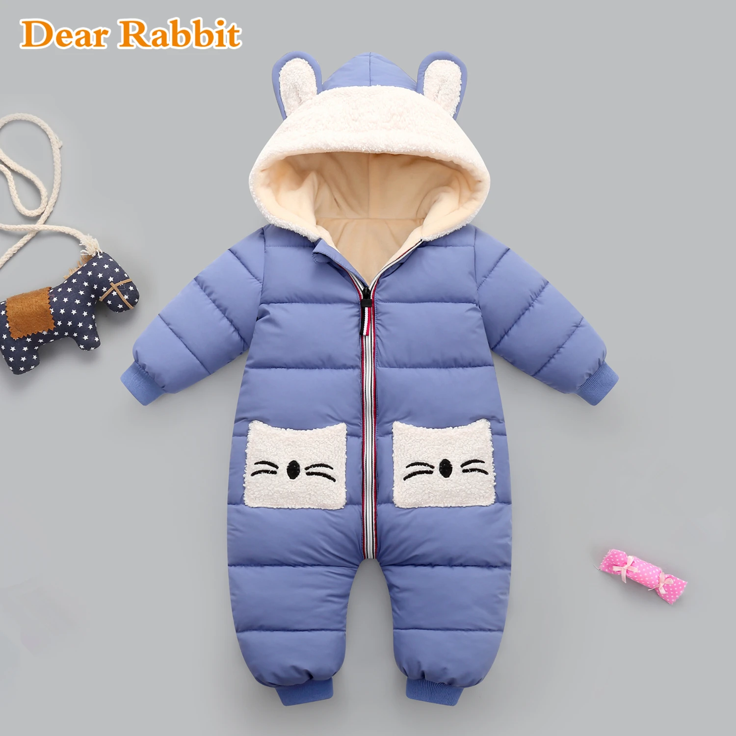 

New born Baby girl coat Winter Hooded mantle Rompers Thick Warm Jumpsuit Overalls Snowsuit Children Boy Clothing kids clothes