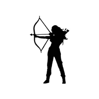 creative archery pvc decal car sticker hunting bow and arrow female warrior blacksilver zww 2134 15 6cm9 1cm