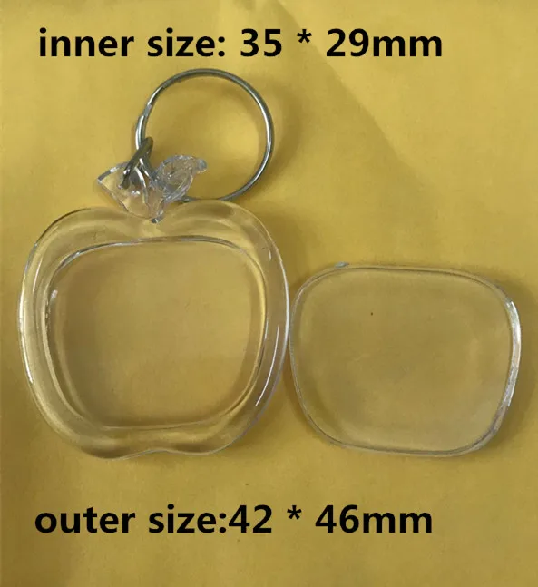 

5000pcs/lot Apple-shaped Blank Acrylic Keychains Insert Photo plastic Keyrings DIY Split Ring Keychains accessories