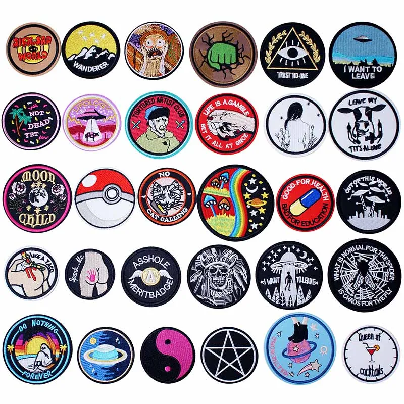 Круглые нашивки с помощью утюга Значки для шитья пошива одежды костюмов пальто