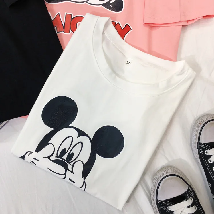 Disney Микки Маус Женская футболка Женская Мужская Минни с коротким рукавом летняя модная футболка для мальчиков и девочек