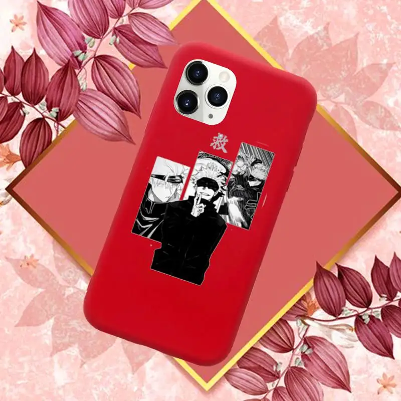 

Jujutsu Kaisen Anime Cartoon Phone Case Red Candy Color for iPhone 11 12 mini pro XS MAX 8 7 6 6S Plus X SE 2020 XR