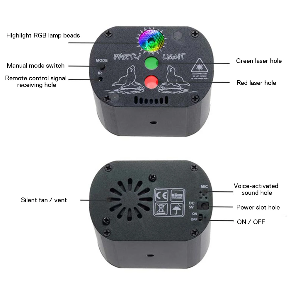 Лазерный светильник 60 в 1 4 Вт музыкальный ритм автомобильный Звуковое управление