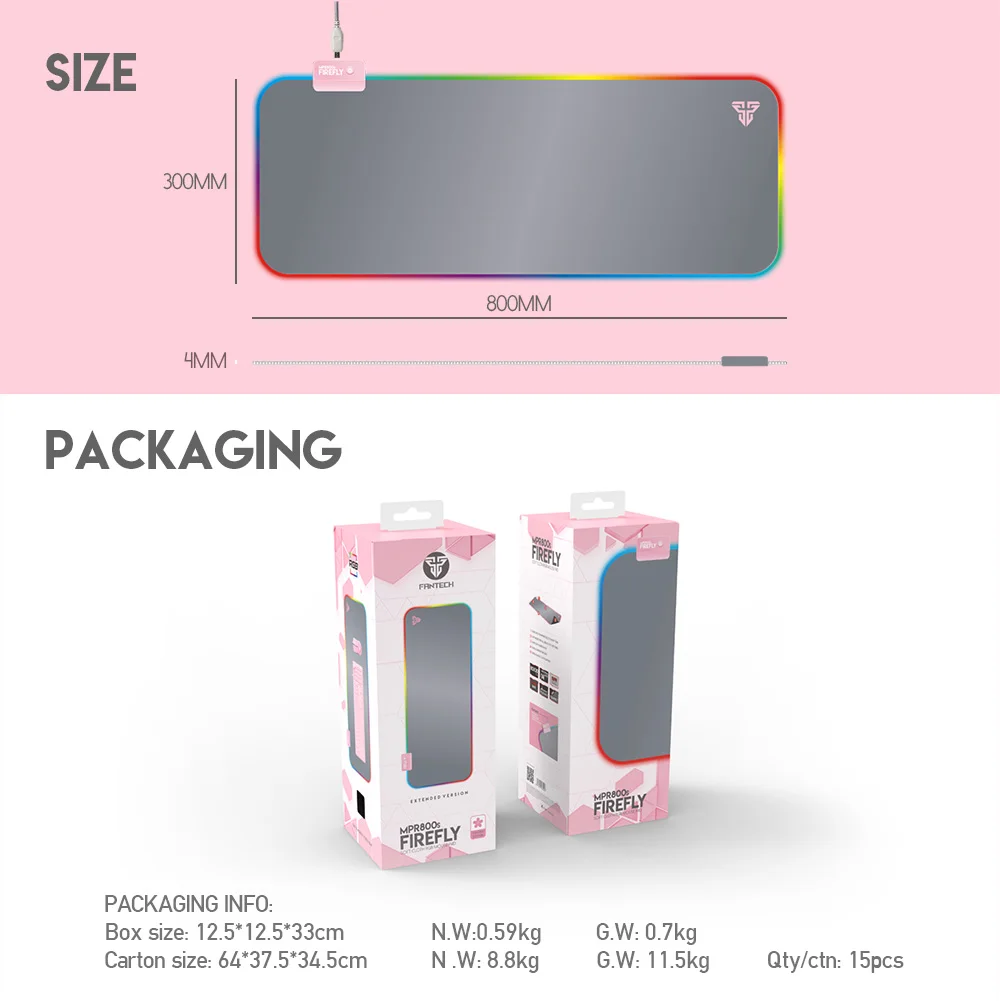 

FANTECH MPR800S LED Light Mousepad RGB Keyboard Cover Desk-mat Colorful Surface Mouse Pad RGB Multi-size Computer Gamer CS Dota