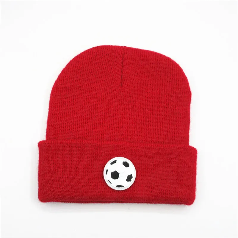 

Cotton Football Embroidery Thicken Knitted Hat Winter Warm Hat Skullies Cap Beanie Hat for Men and Women 213