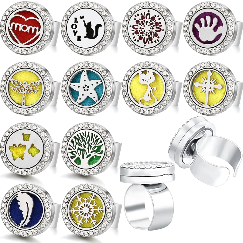Tree Of Llife Magnetic Essential Oil Diffuser Open Rings 316L Stainless Steel Aromatherapy free with 10pads | Украшения и