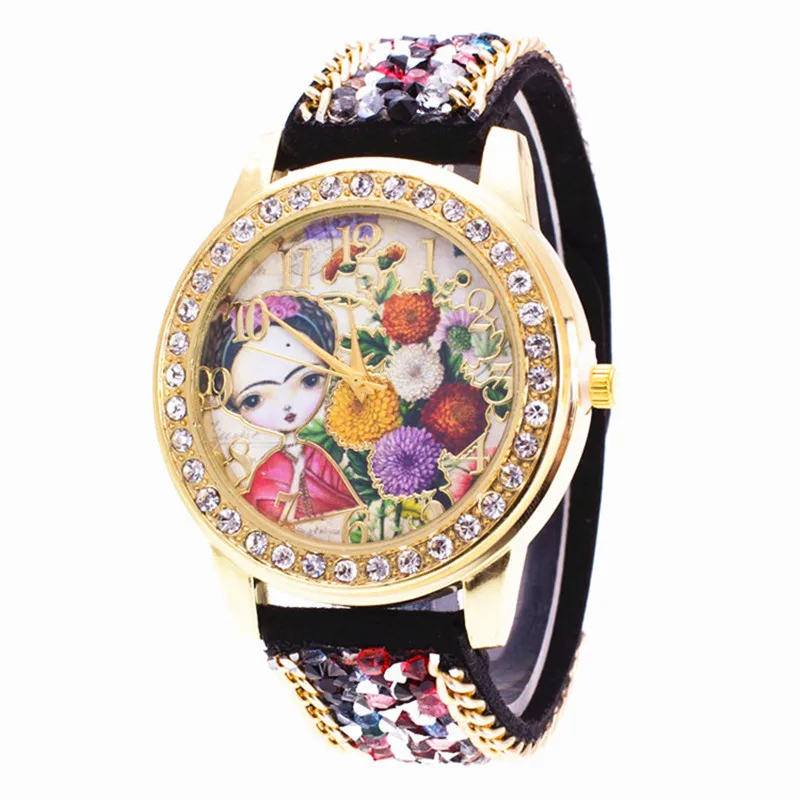 

Оптовая продажа, внешняя торговля, горячий стиль, корейские женские часы с бархатной лентой и цветными бриллиантами, Европейская и американ...