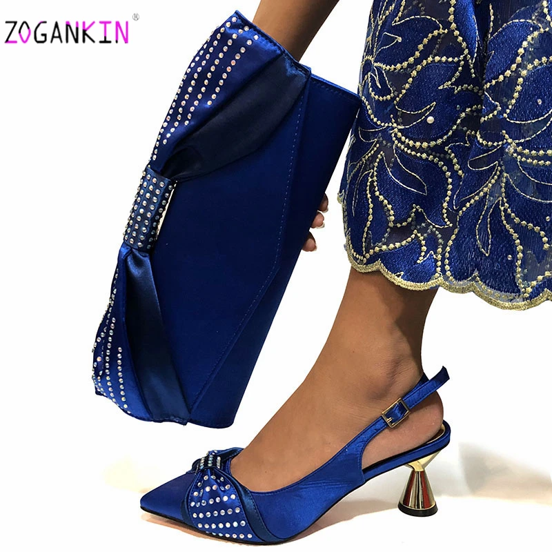 

2019 г. Элегантная стильная женская обувь и сумка в комплекте в африканском стиле, комплект из итальянских туфель на высоком каблуке и сумочки...