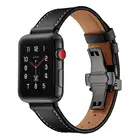 Ремешок из натуральной кожи для Apple Watch 6 SE 5 4 3 2 1, браслет с пряжкой-бабочкой для смарт-часов, 44 мм 40 мм 42 мм 38 мм