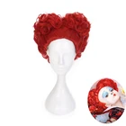 Алиса в стране чудес красный Queen Косплэй парик роль играют Queen сердец костюм рыжие волосы парик + Кепки