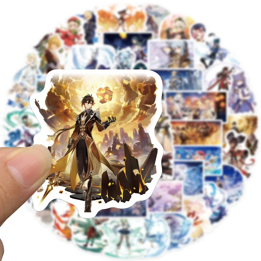 103050pcs new raiden shogun genshin stickers aesthetic anime game decal for suitcase luggage motor bicycle car kids stikers free global shipping