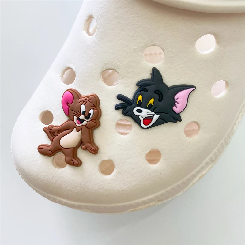 1pcs PVC Cartoon Cat Shoe Charms Accessories Mouse Shoe Buckle Decorations Shoe Ormaments fit Croc JIBZ Party Kid's Gifts