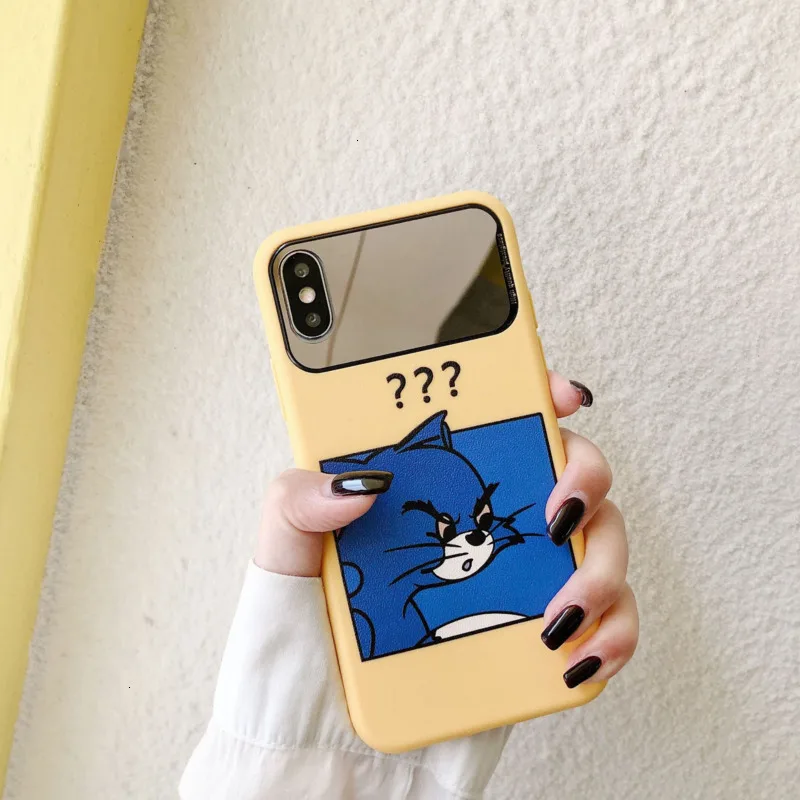 Cartoon funny cat and mouse phone case for iPhone X XS XR XSMax 8 7 6 6S PluS all-inclusive soft shell drop protection cover |