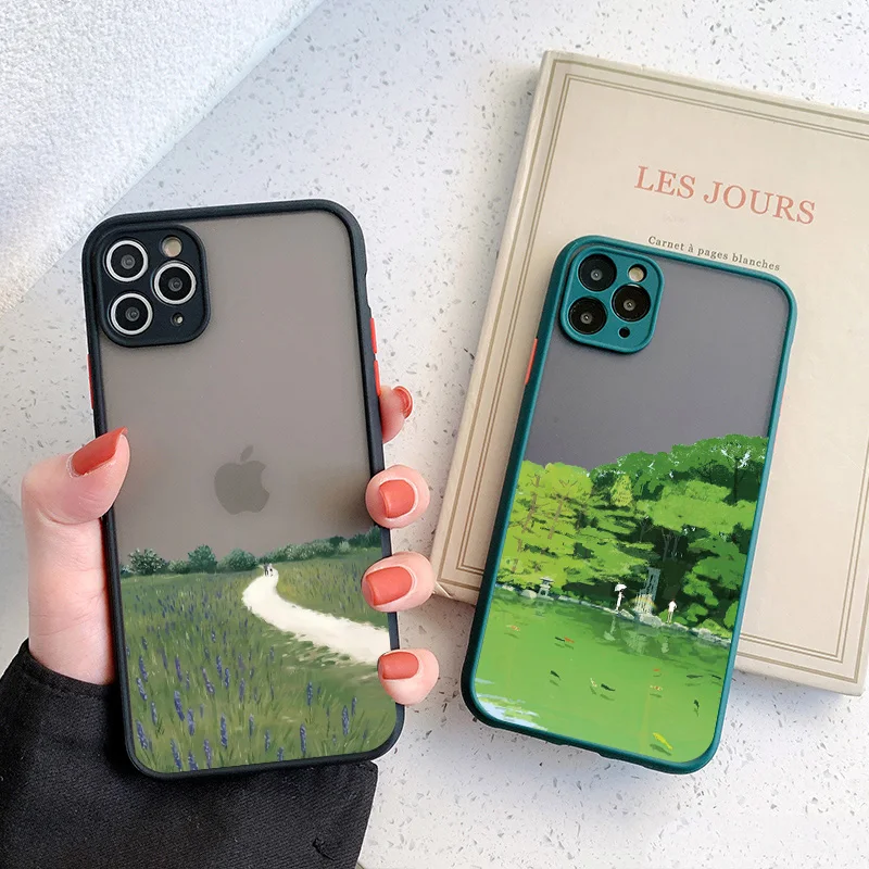 

Cartoon Scenery Phone Case For iphone 7 8 Plus SE2020 13 11 12 Mini Pro Landscape for iPhone X XR XS MAX Shockproof Cover Fundas