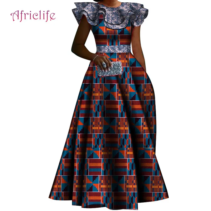 Элегантный в африканском стиле платья с принтом Новинка пэчворк Женская одежда