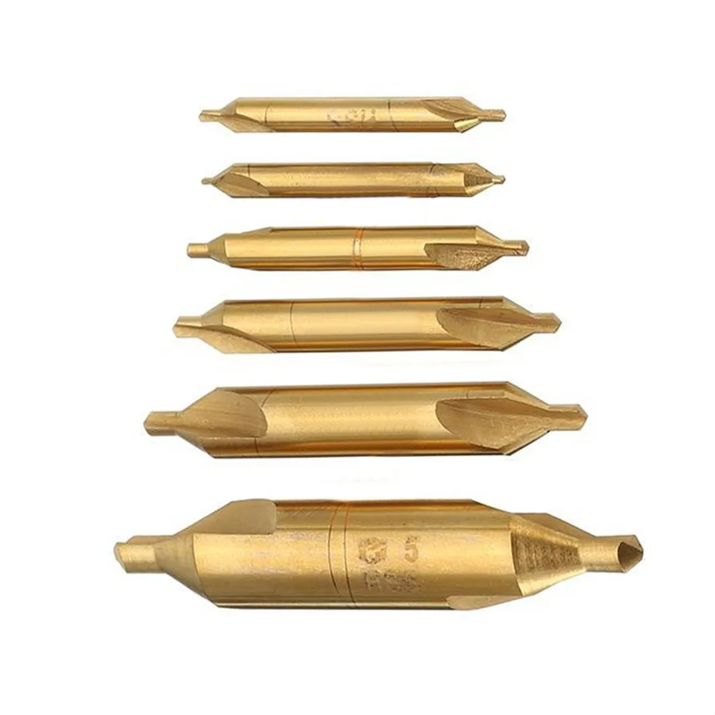 

6 Pcs Drill Bit HSS Combined Center Drills 60 Degree Countersinks Angle Bit Set 1.0mm 1.5mm 2.0mm 2.5mm 3.5mm 5mm Metal Drill Bi