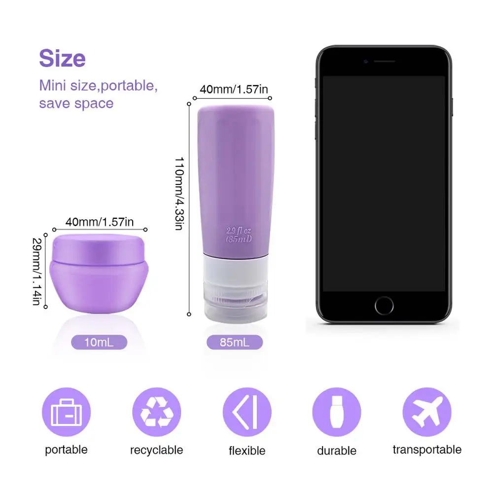 Набор женских косметических бутылок для путешествий Герметичные Пустые