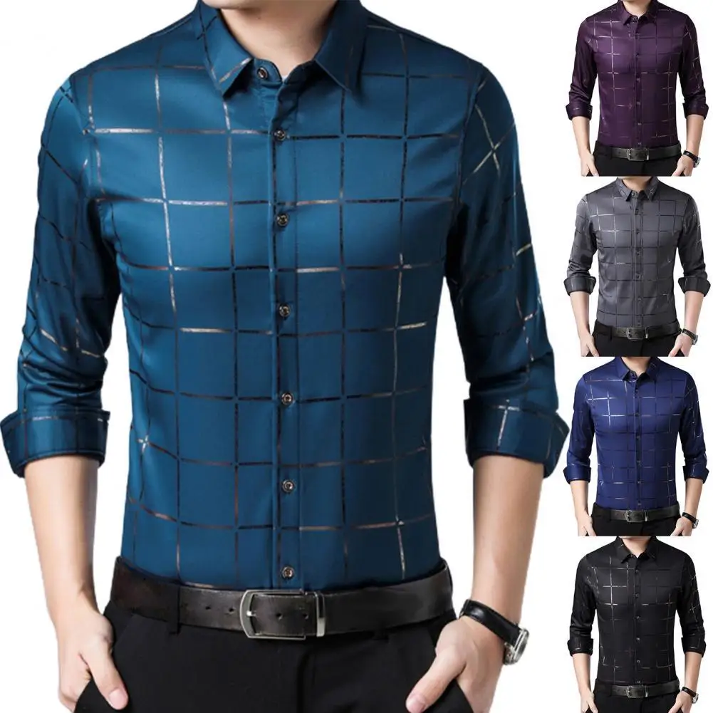 

Мужская однобортная рубашка в крупную клетку, с длинным рукавом