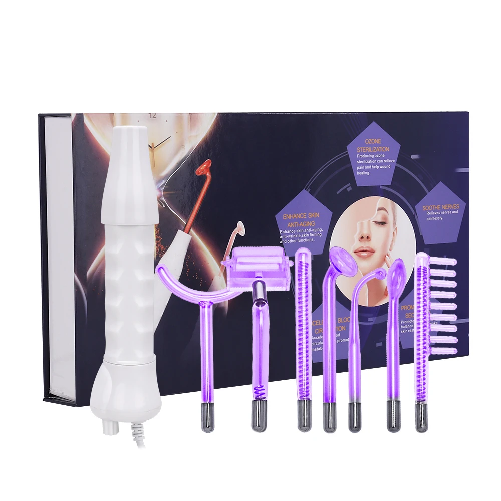 Beauty Star 7 In 1 Electrode Glass Tube High Frequency Facial Machine Spot Acne Wand Facial Spa High Frequency Facial Skin Care