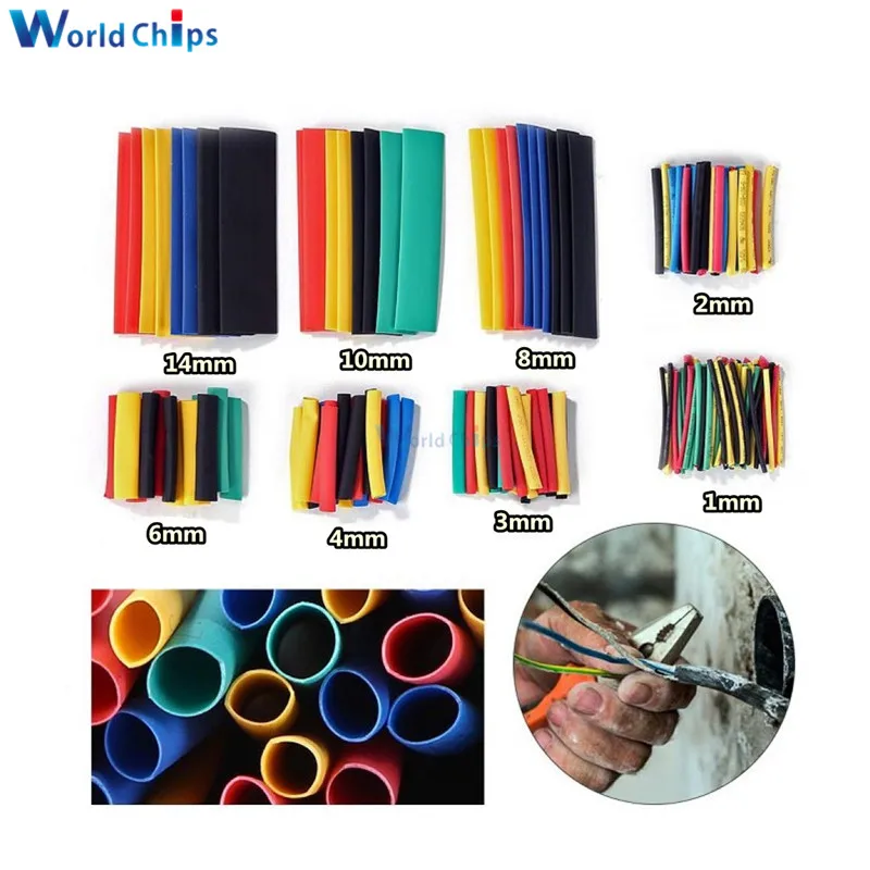 

164pcs Set Polyolefin Shrinking Assorted Heat Shrink Tube Wire Cable Insulated Sleeving Tubing Set 2:1 Shrinkable Sleeving Tubes