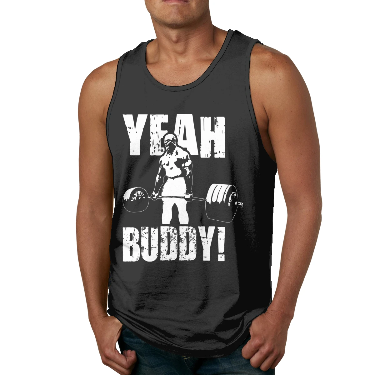 

Yeah Buddy Ronnie Coleman Body Building Sleeveless Tank Top Round Collar Working Out Cotton Sleeveless Vest