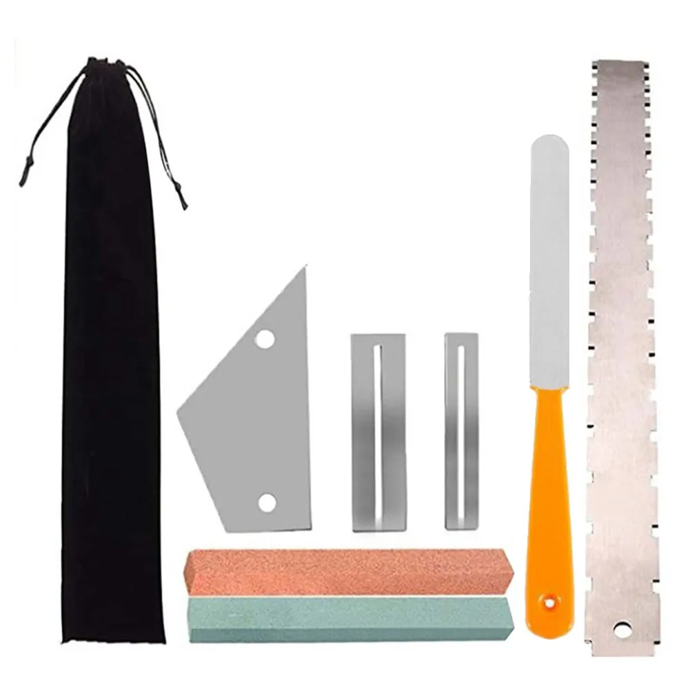 

8 Pieces Of Guitar Measuring Ruler Fret Wire Polishing File Set Guitar Luthier Tool Kit String Rocker Fingerboard Protector