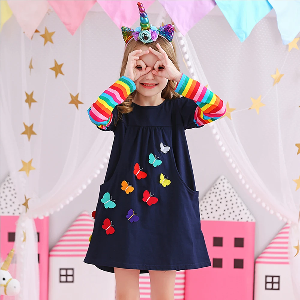 DXTON Christmas Girls Dresses Long Sleeve Baby Winter Kids Cotton Clothing Casual for 2-8 Years Children | Детская одежда и обувь
