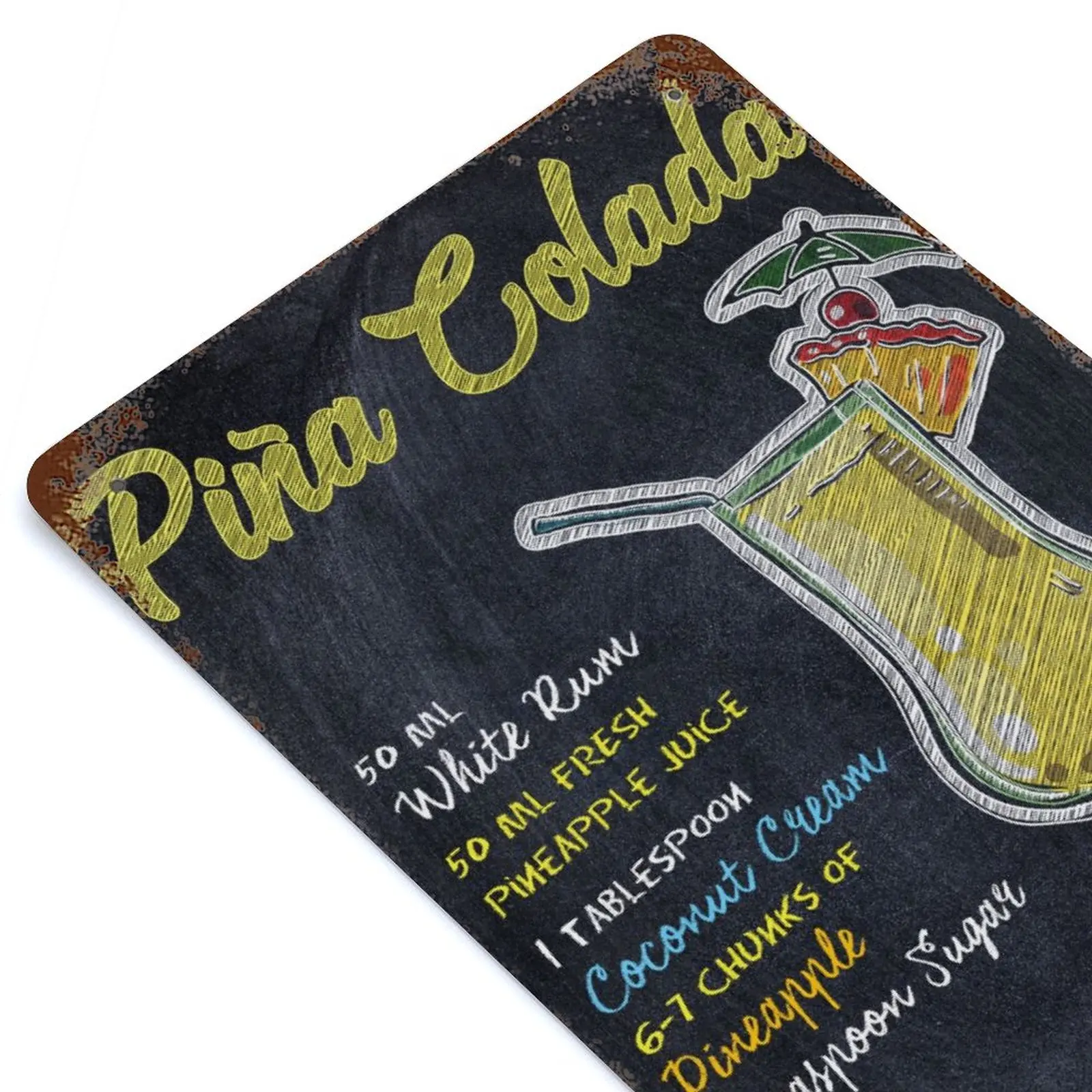 

Pina Colada Cocktail Drink Printed Vintage Metal Poster Home Pub Bar Garage Wall Decoration Tin Sign Plaque Decor