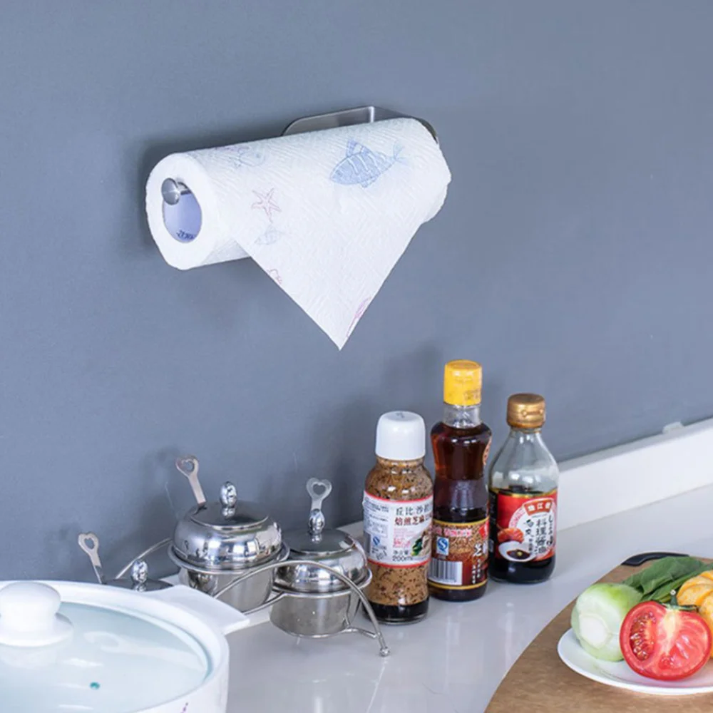 

Stainless Steel Wall Mount Adhesive Paper Towel Holder Towel Ring Paper Towel Dispenser Tissue Roll Hanger for Home Kitchen Bath