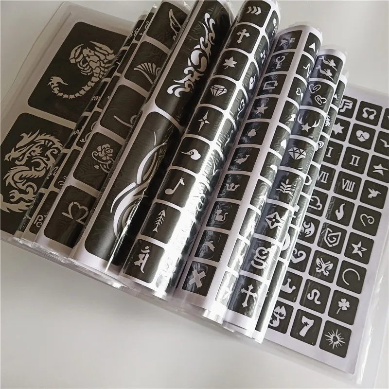20 листов 516 карт Профессиональные Водонепроницаемые шаблоны для татуировки хной