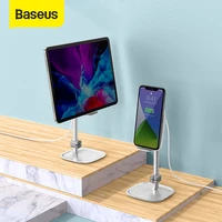 baseus telescopic desktop holder stand with wireless charger for universal mobile phone tablet holder adjustable angle stand