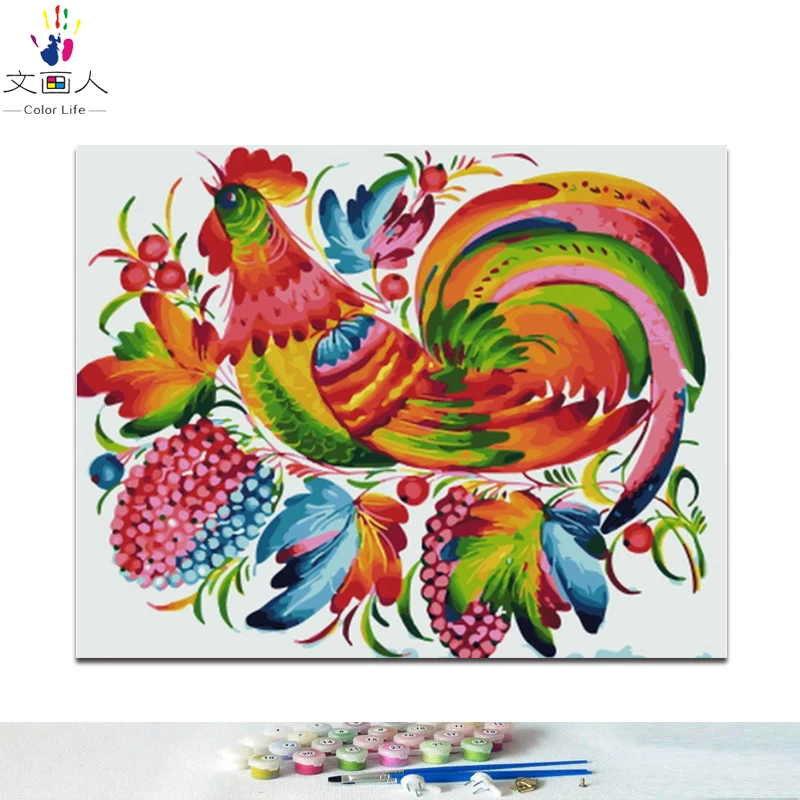 DIY картинки для раскраски по номерам с курицей Иллюстрации Картина Рисунок