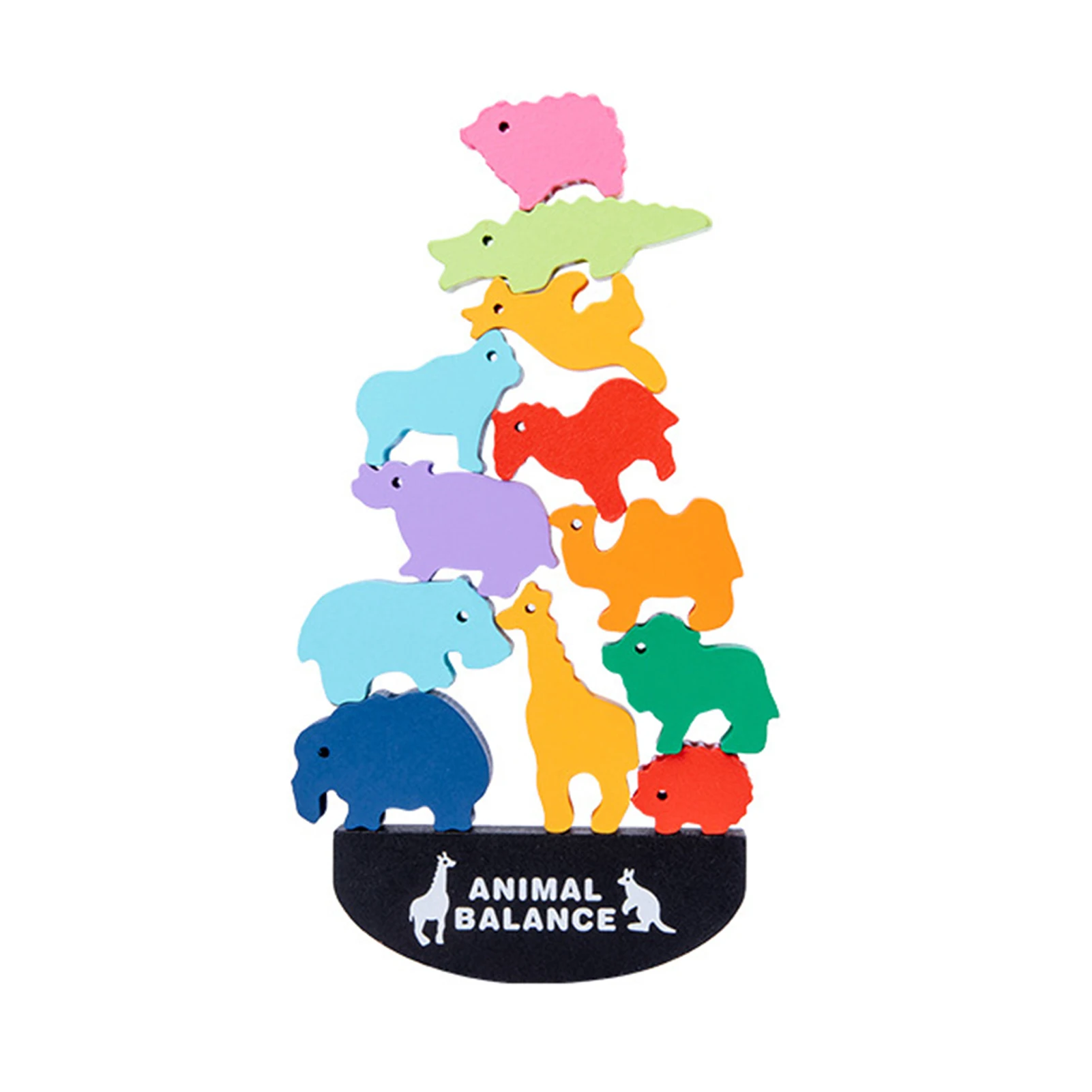 

Wooden Animal Shape Balance Building Blocks Stacking Game Interactive Puzzle Toy