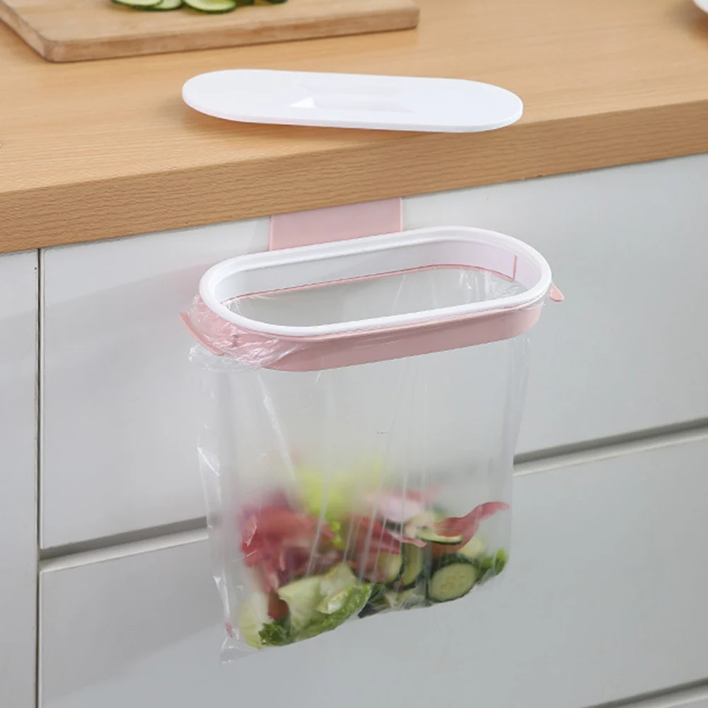 

Door Back Storage Trash Drawer Kitchen Cupboard With Lid Garbage Bag Holder PP Accessories Tool Hanging Rack Simple Cabinet