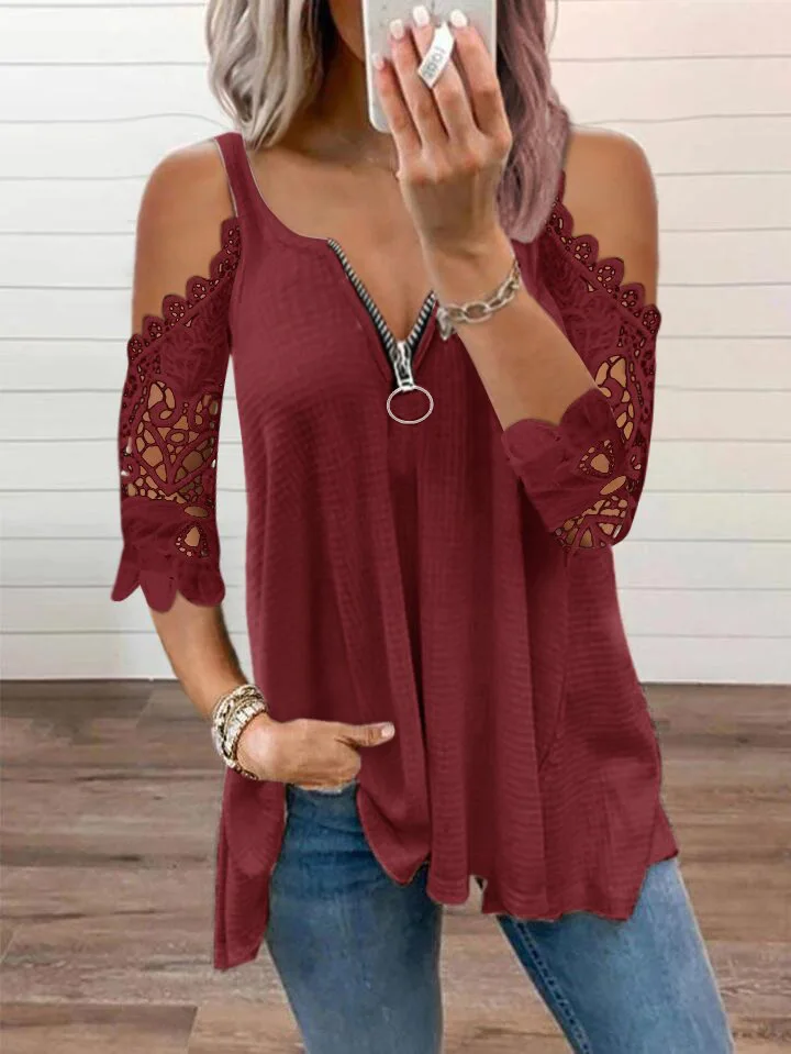 

Women T-shirt, Hollow Camisole with Zipper Decoration, Flower Pattern Sexy Style Summer Clothing