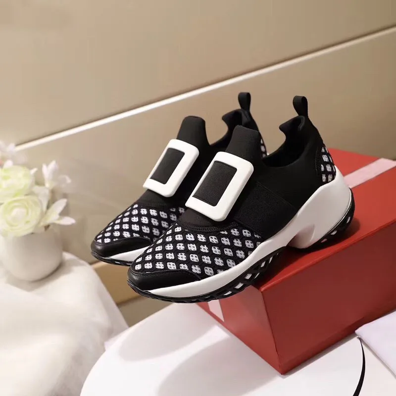 Толстые кроссовки женские модные туфли с квадратной пряжкой и кристаллами