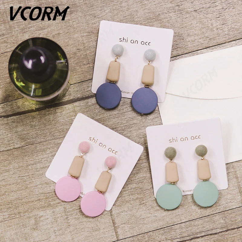 Женские акриловые серьги VCORM эффектные деревянные подвески Double Eleven