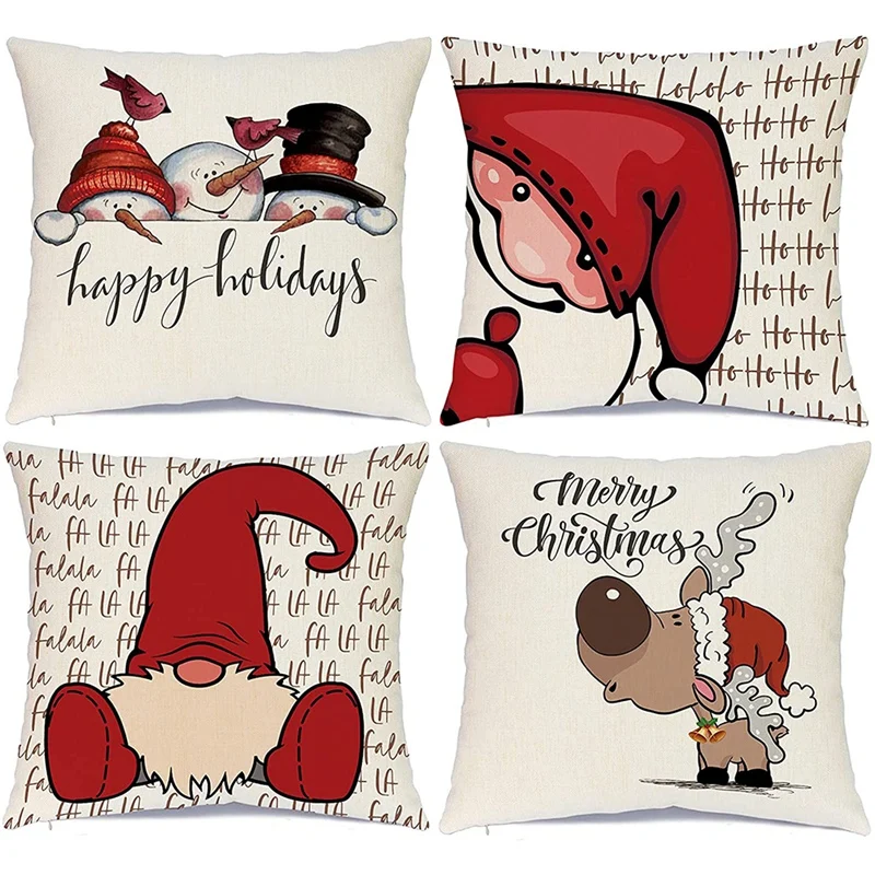 

Рождественские украшения, наволочки 18X18, набор из 4 наволочек для диванных подушек, чехлы для подушек, Рождественский Декор для дома в фермер...