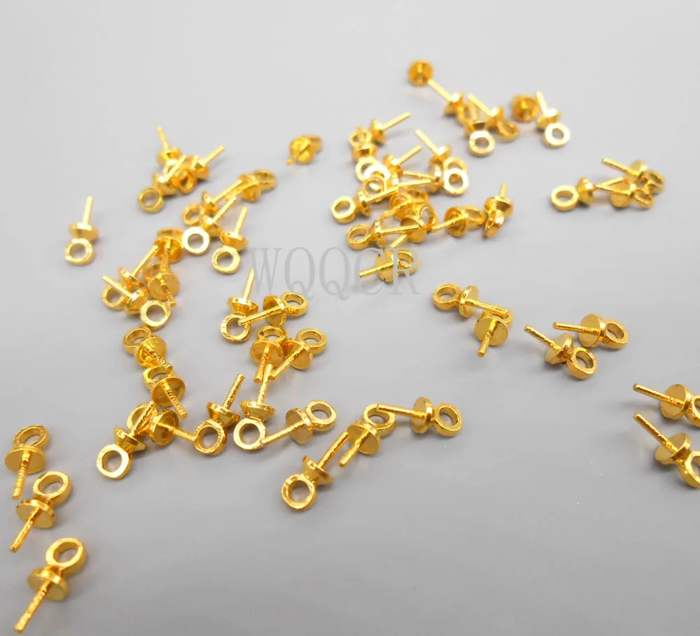 Wholesale DIY 500PCS jewelry plating 18K gold earrings connector pearls crystal beads pendant cap | Украшения и аксессуары