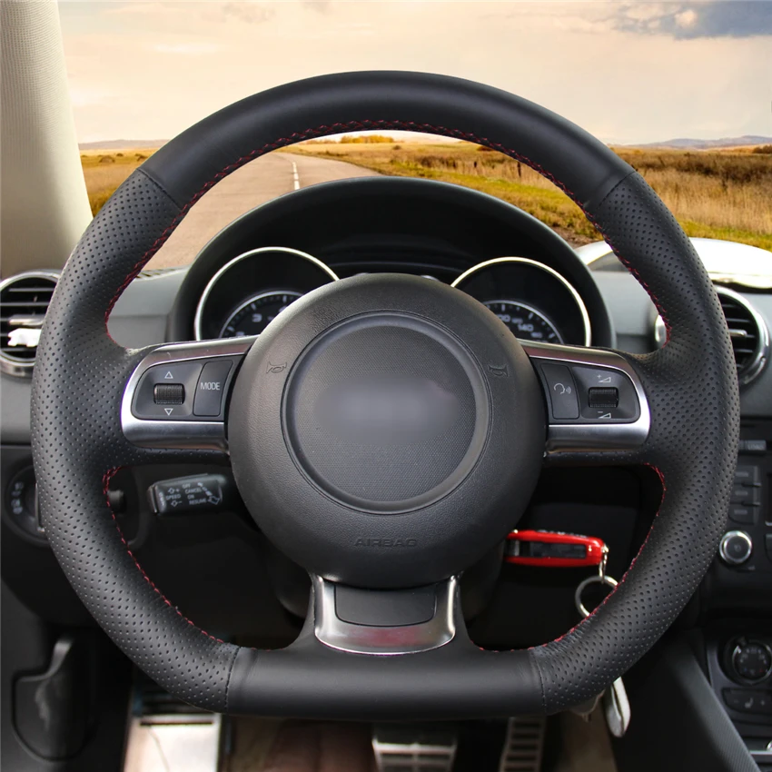 Сшитые вручную Черные искусственные кожаные фотообои для Audi R8 2008-2010 TT 2008-2015 TTS