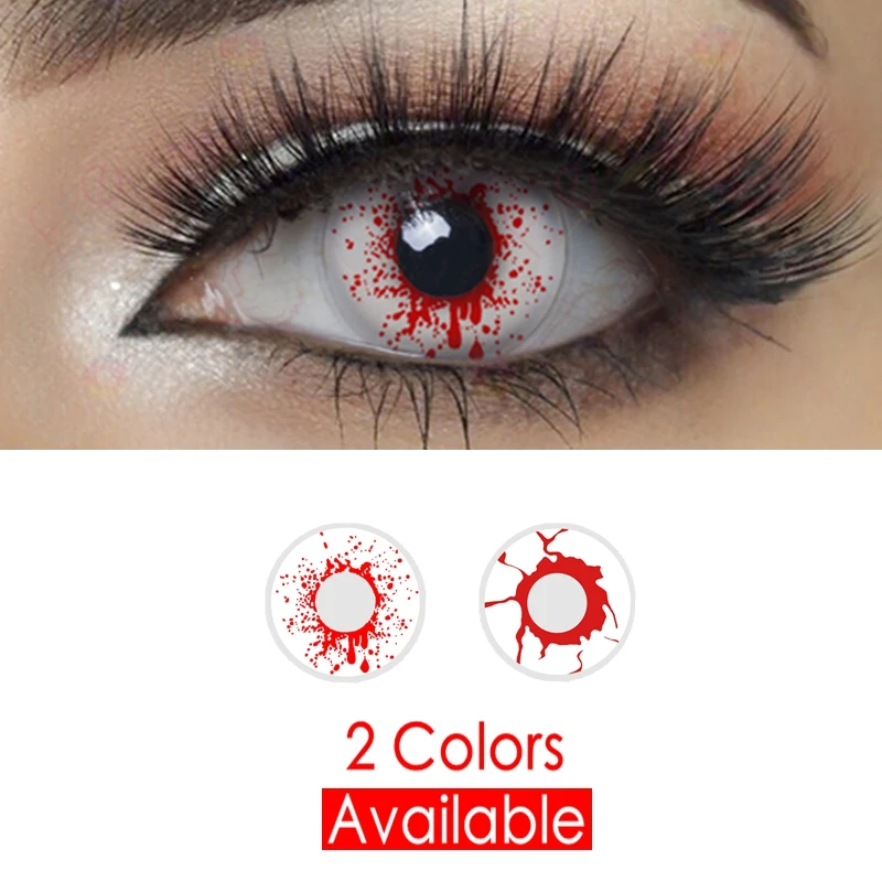 Crazy крови восклицательный знак контактные линзы для Хэллоуина выстрел | Красота и