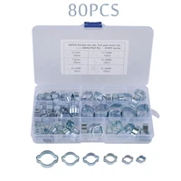 80pcs double ear hose clips water fuel air clamps 5 18mm zinc plated assortment box